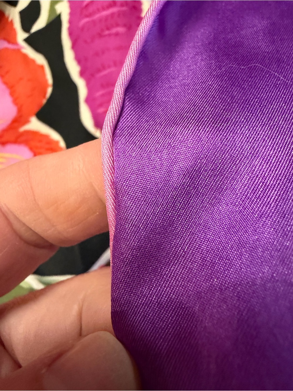 Vintage Ralph Lauren Black Tropical Birds Silk Scarf with Purple Border 90's - Picture 6 of 8